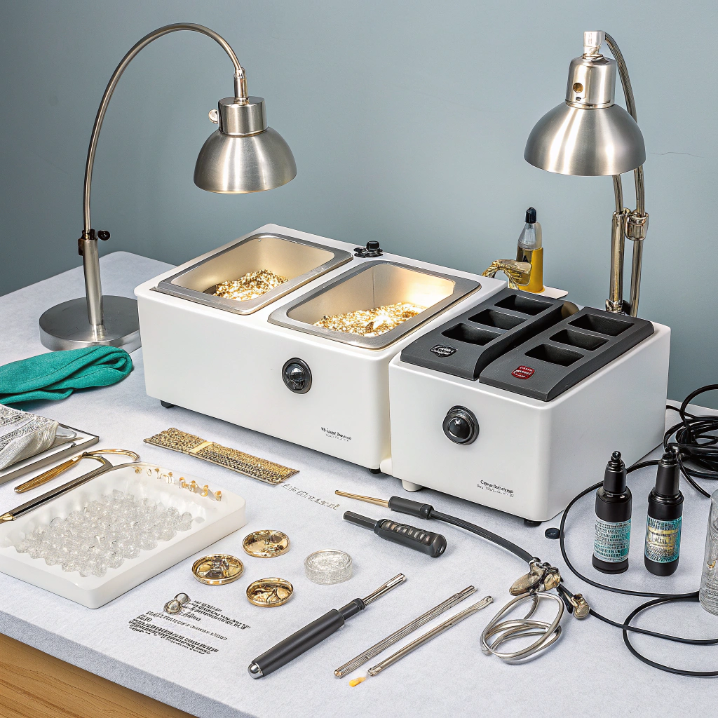 Master jeweler using ultrasonic cleaner on sterling silver piece